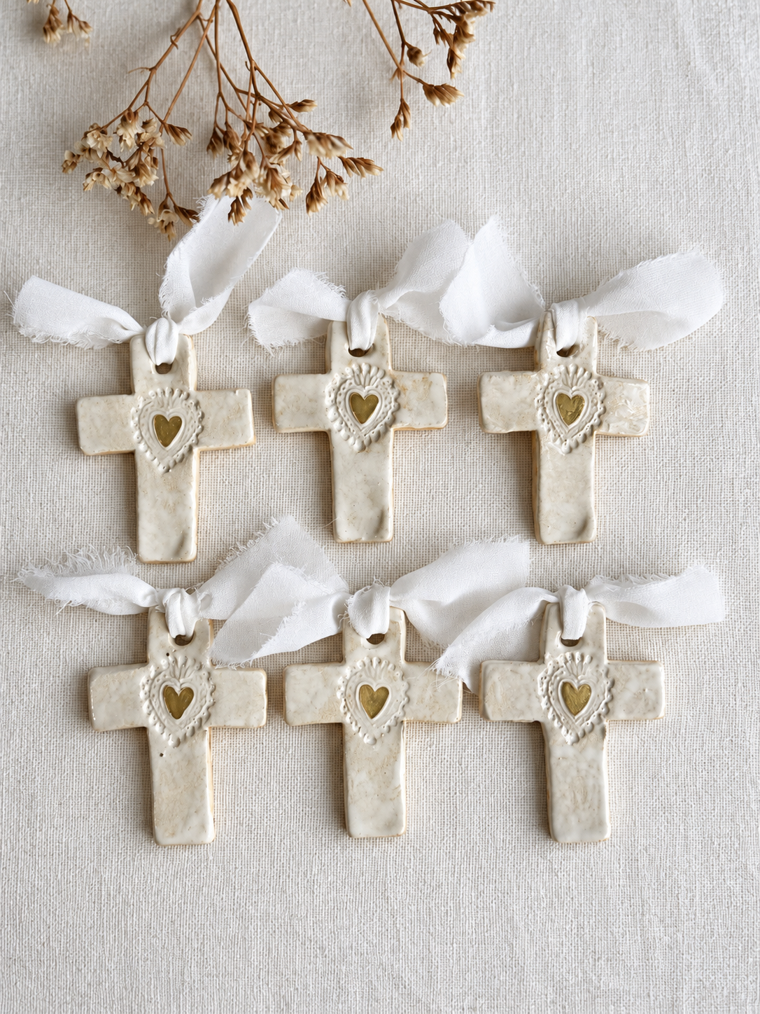 Cruces Sagrado Corazon Cinta Blanca