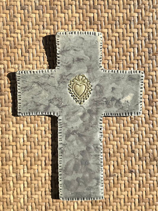 Cruz Sagrado Corazón Azul