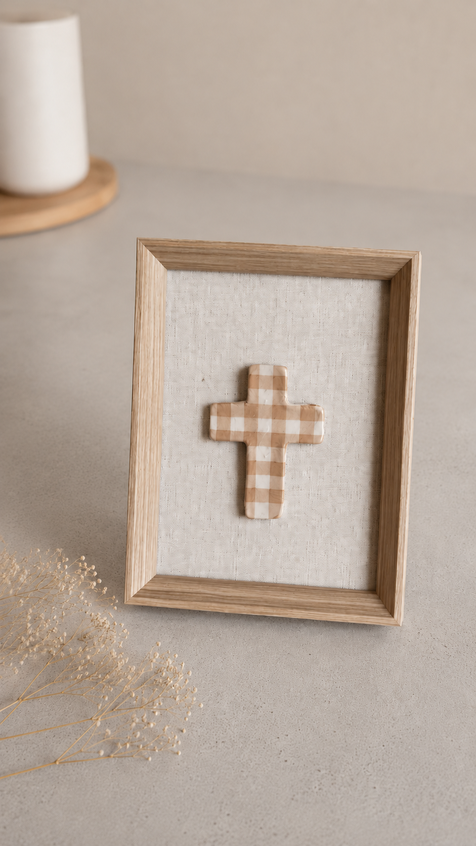 Cuadro Cruz Vichy Beige