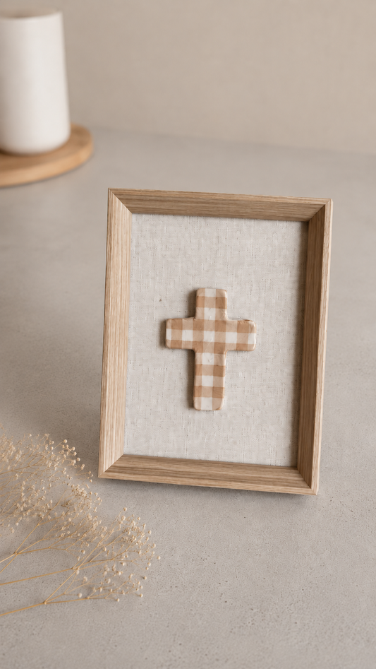 Cuadro Cruz Vichy Beige