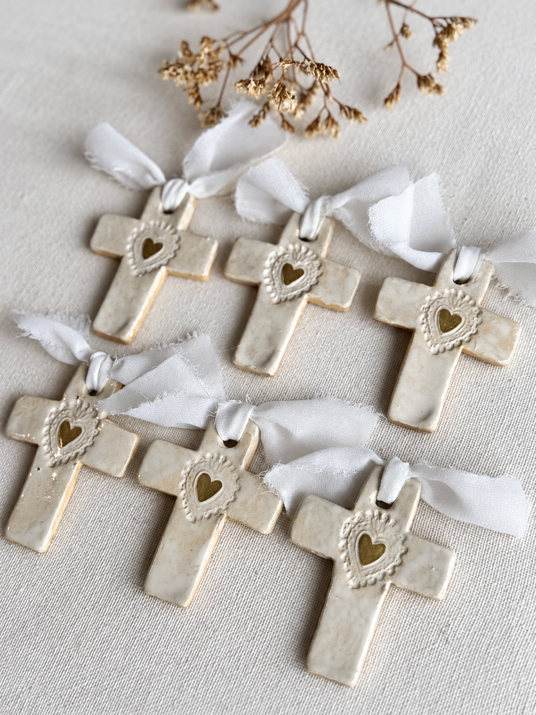 Cruces Sagrado Corazon Cinta Blanca